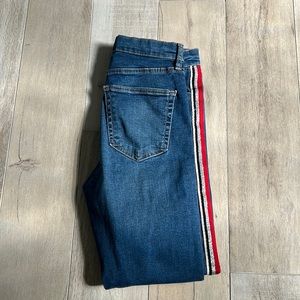 TopShop Moto- Jamie Jean with red and silver  on the side.